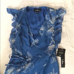 TopShop blue floral wrap maxi
